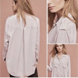 Anthropologie Holding Horses Blue Chambray Pearl Snap Botton Top